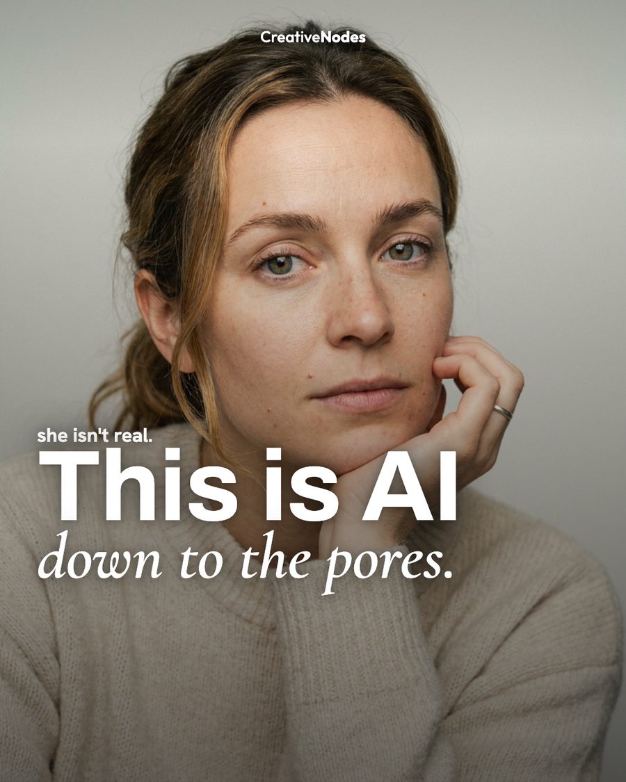 Carousel slide: this is AI, down to the pores