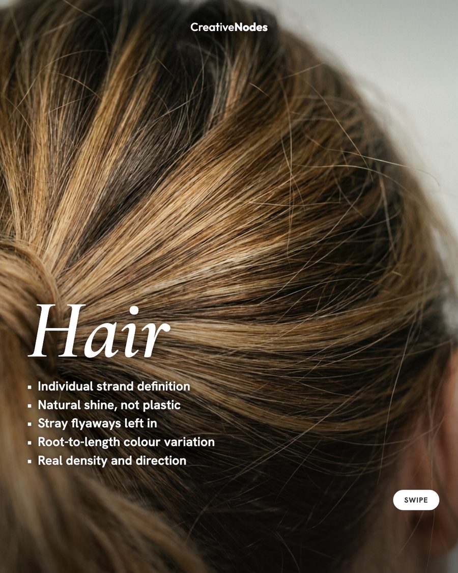 Carousel slide: AI-generated hair macro